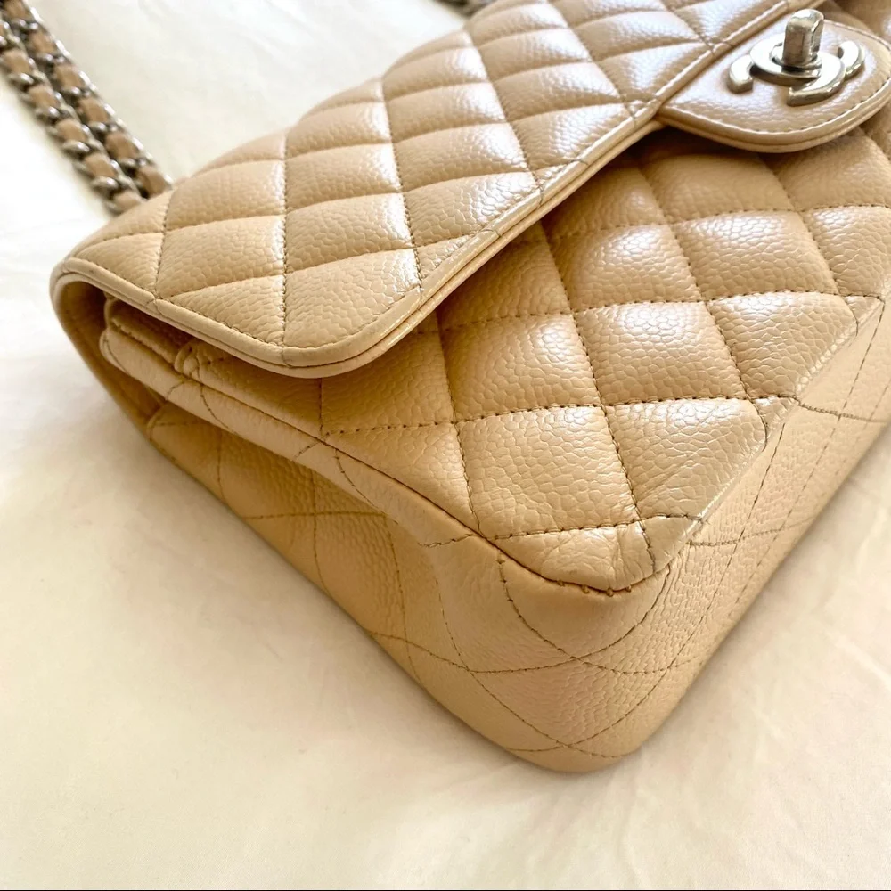 Chanel Beige Classic Medium Double Flap Bag